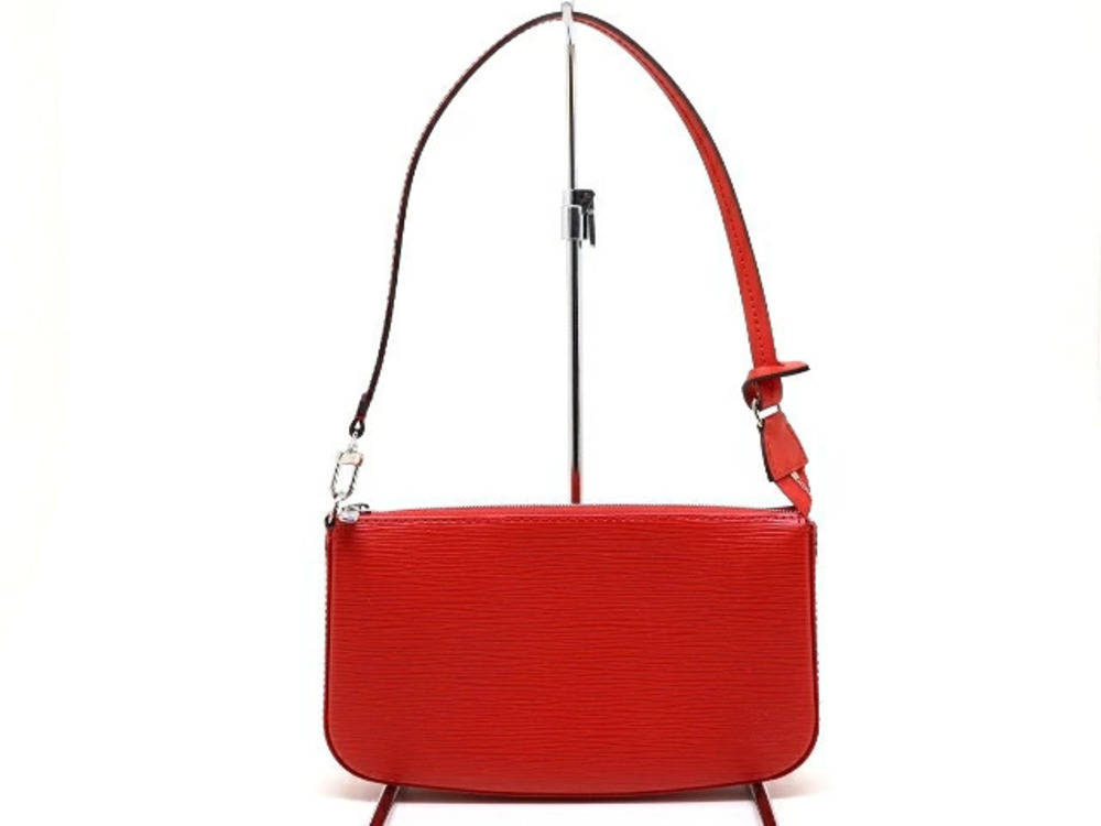 LOUIS VUITTON Bag Pochette Accessoires Pouch Clutch handle Epi Coquelicot Red